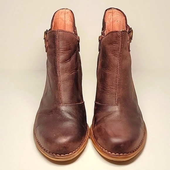 El Naturalista Colibri Bootie Ankle Boots Block Heels Side Zip Brown Leather 40 - Picture 2 of 16